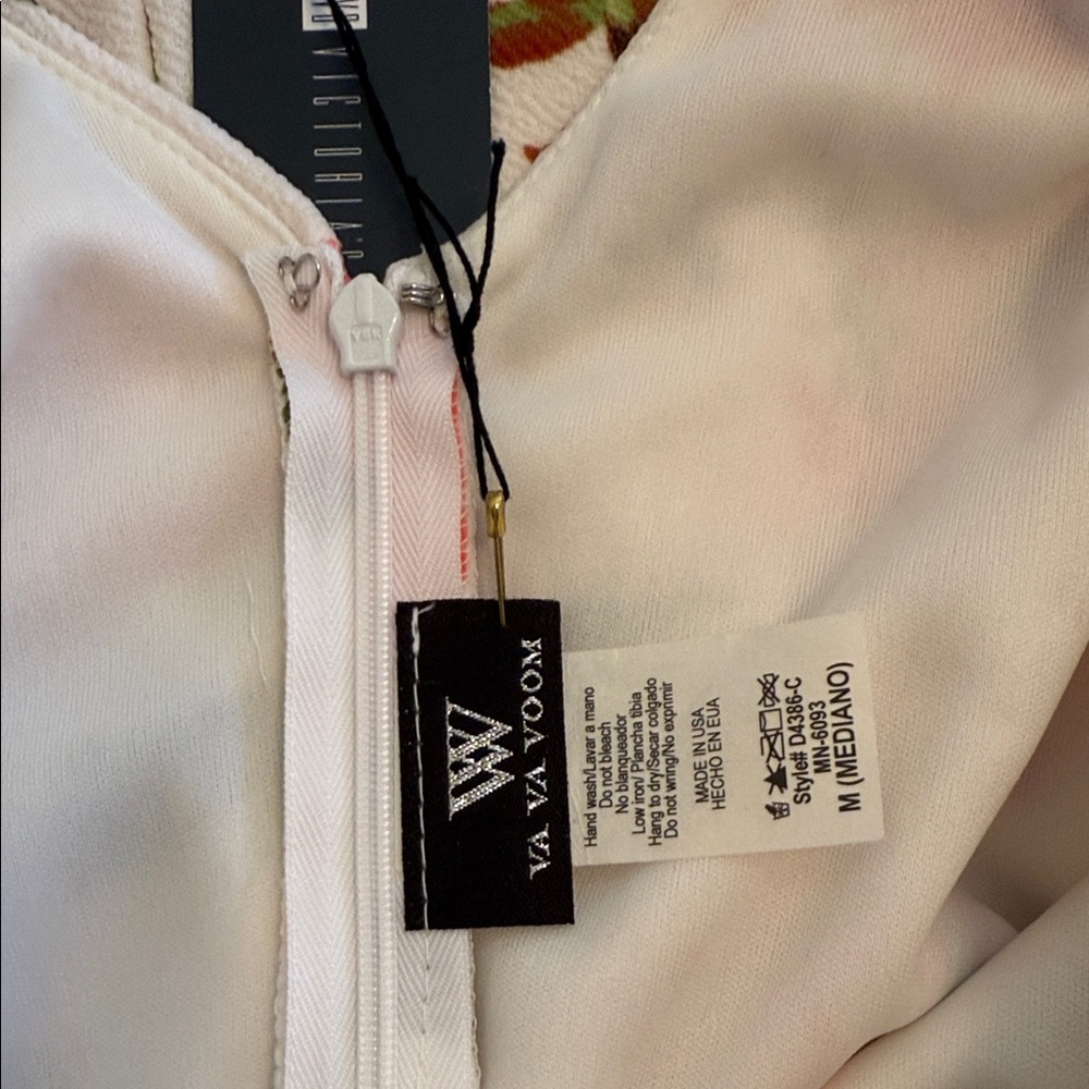Va Va Voom Floral Midi Dress - creme and salmon pink - Picture 4 of 4